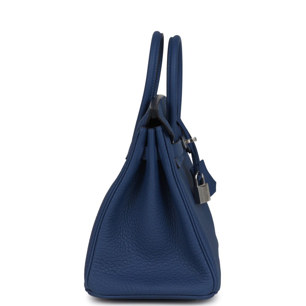 Hermes Birkin 25 Bleu Tie Togo Palladium Hardware - Image 4