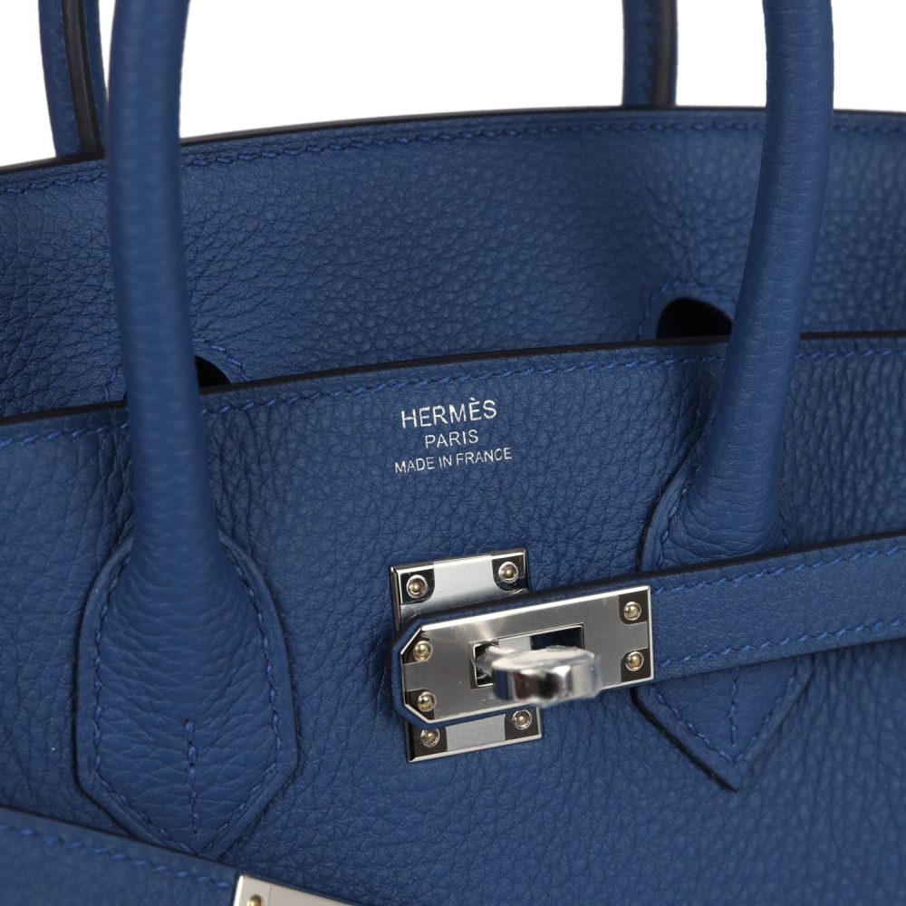Hermes Birkin 25 Bleu Tie Togo Palladium Hardware - Image 7