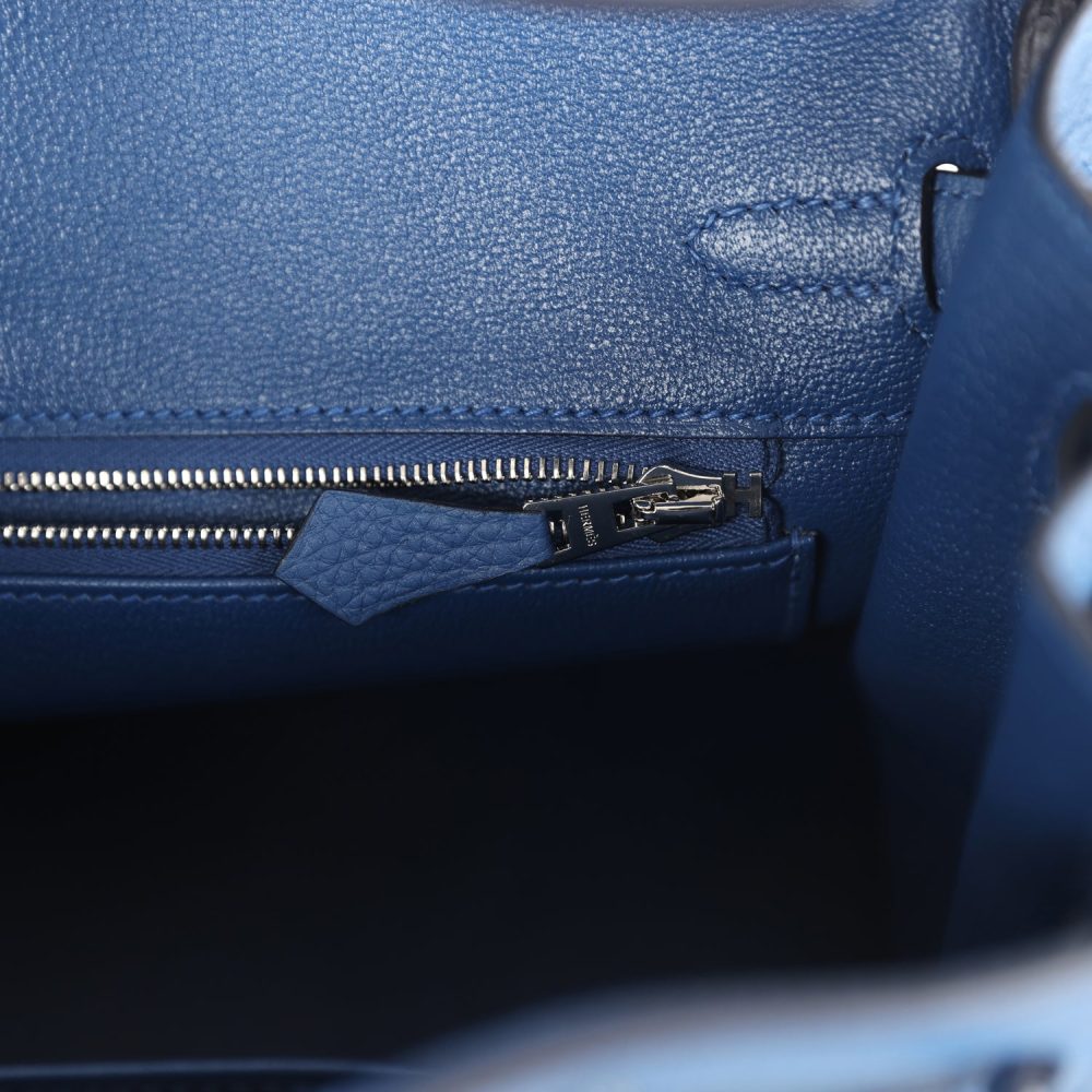 Hermes Birkin 25 Bleu Tie Togo Palladium Hardware - Image 9