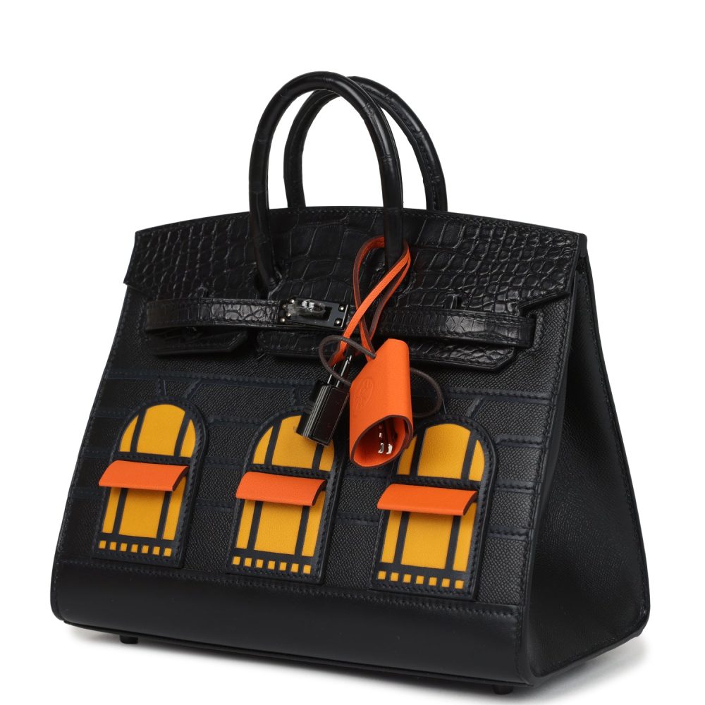 Hermes "Midnight" Faubourg Birkin Sellier 20 So Black Matte Alligator Black Hardware - Image 5