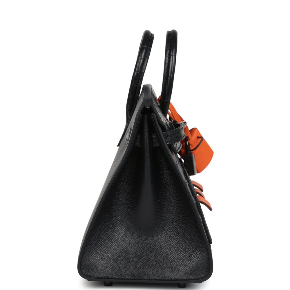 Hermes "Midnight" Faubourg Birkin Sellier 20 So Black Matte Alligator Black Hardware - Image 3