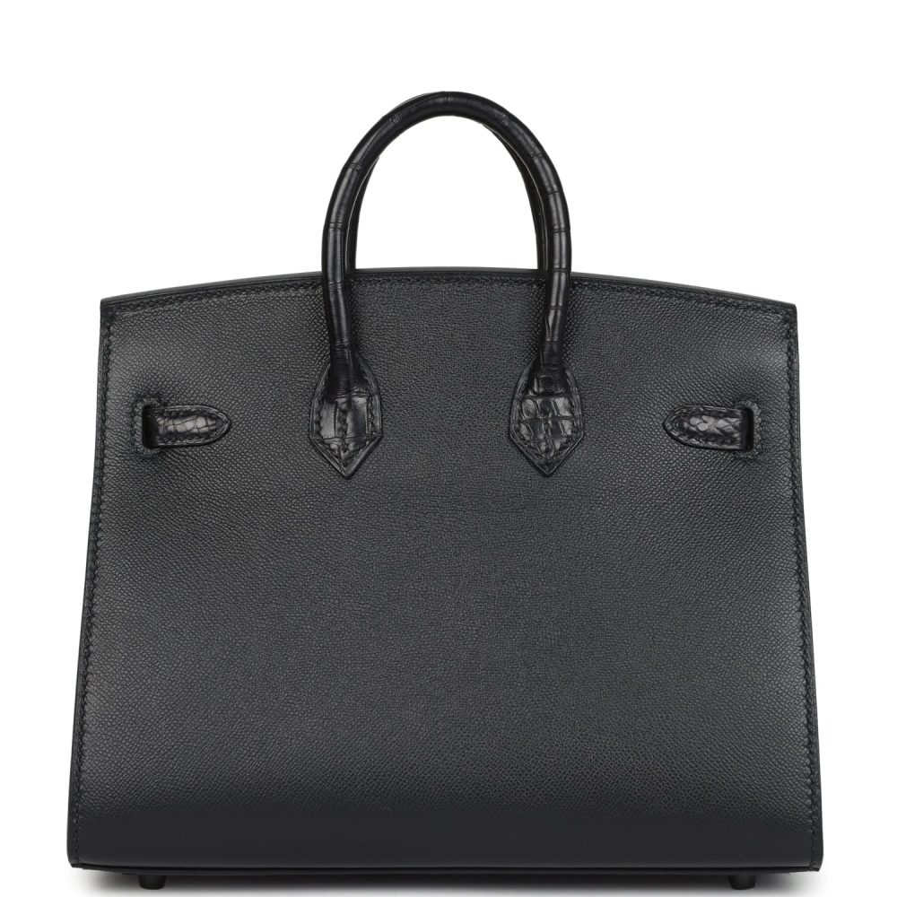 Hermes "Midnight" Faubourg Birkin Sellier 20 So Black Matte Alligator Black Hardware - Image 4
