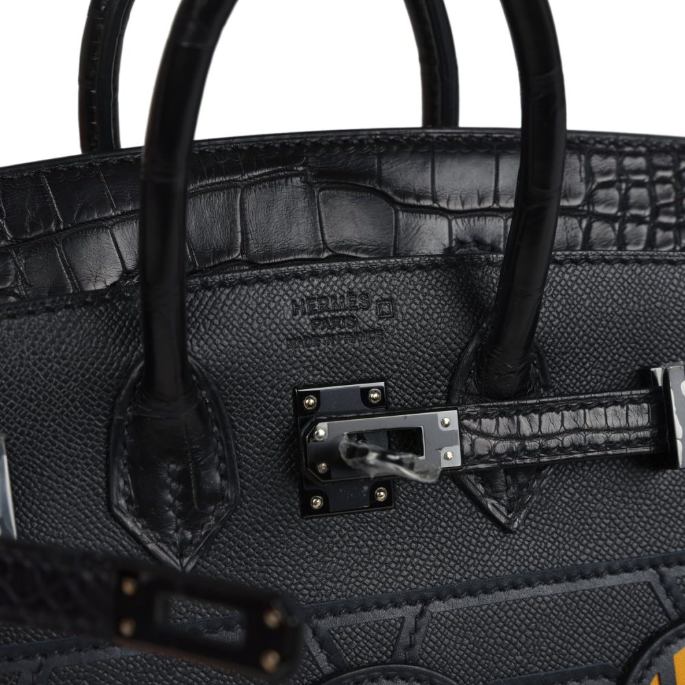 Hermes "Midnight" Faubourg Birkin Sellier 20 So Black Matte Alligator Black Hardware - Image 7