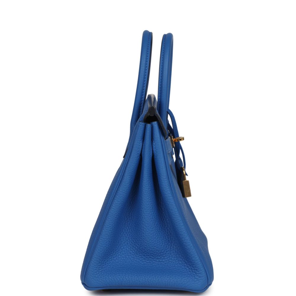 Pre-owned Hermes Birkin 25 Bleu Zellige Togo Gold Hardware - Image 3