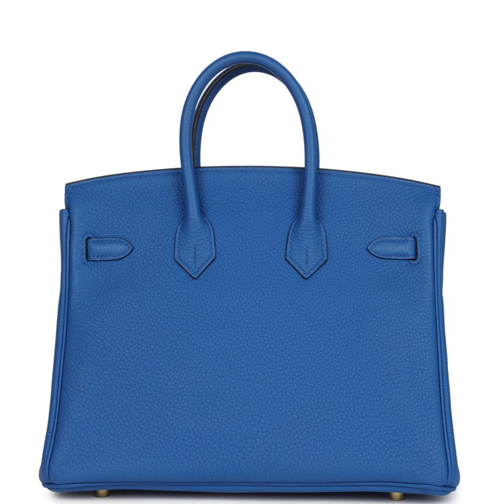 Pre-owned Hermes Birkin 25 Bleu Zellige Togo Gold Hardware - Image 4
