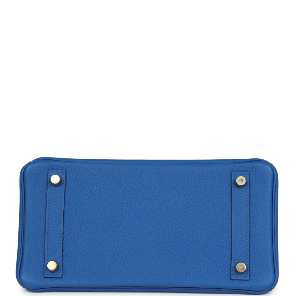 Pre-owned Hermes Birkin 25 Bleu Zellige Togo Gold Hardware - Image 6