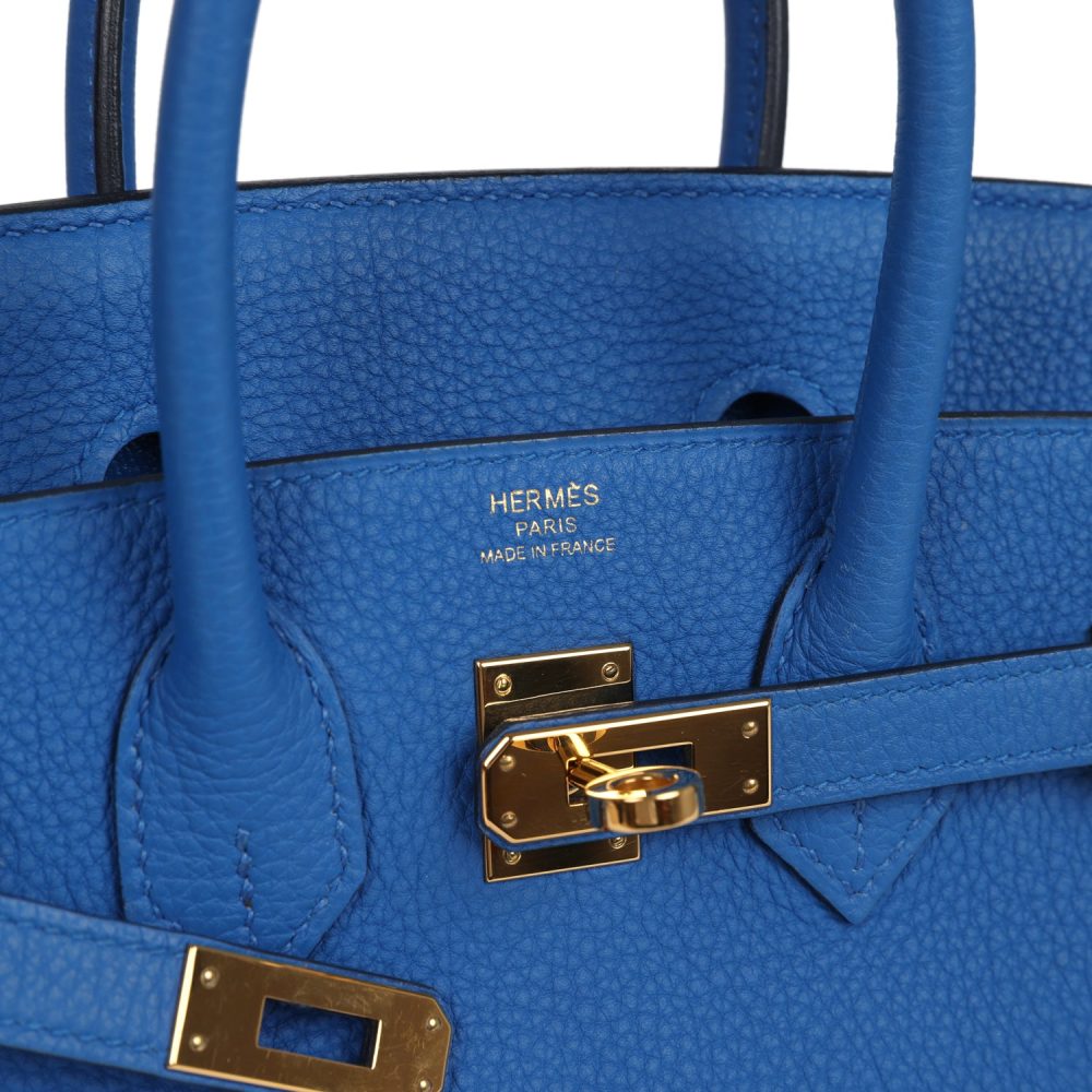 Pre-owned Hermes Birkin 25 Bleu Zellige Togo Gold Hardware - Image 7