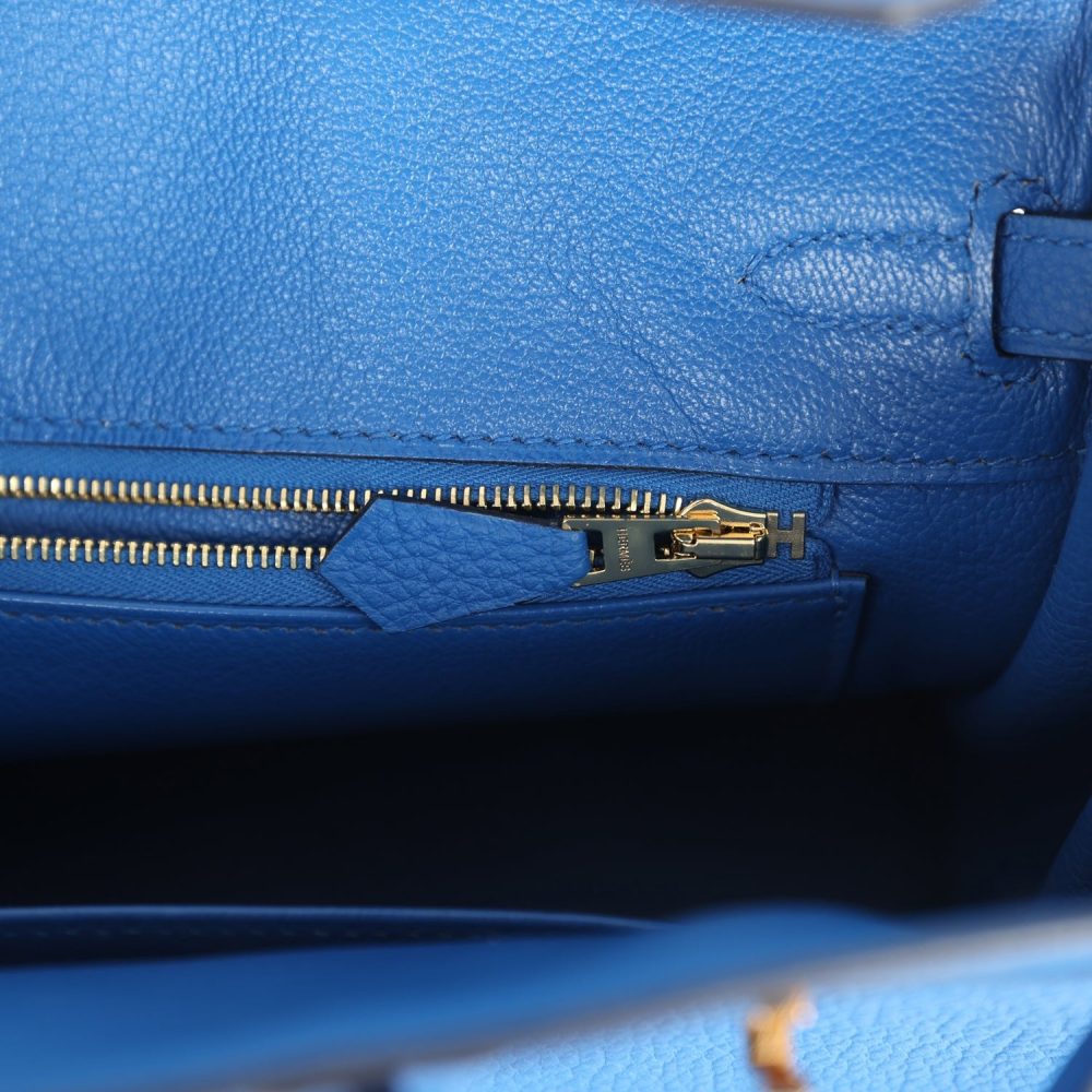 Pre-owned Hermes Birkin 25 Bleu Zellige Togo Gold Hardware - Image 9