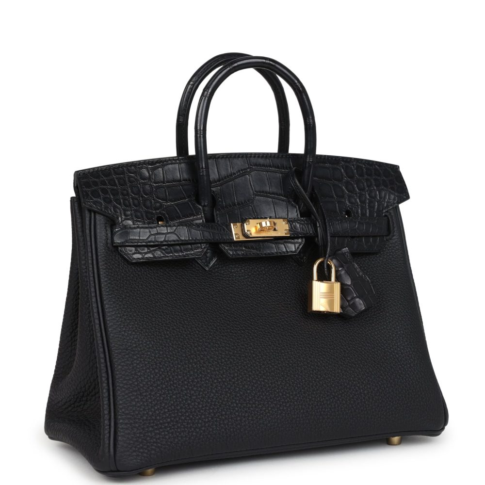 Hermes Birkin 25 Black Matte Alligator and Togo Touch Gold Hardware - Image 2