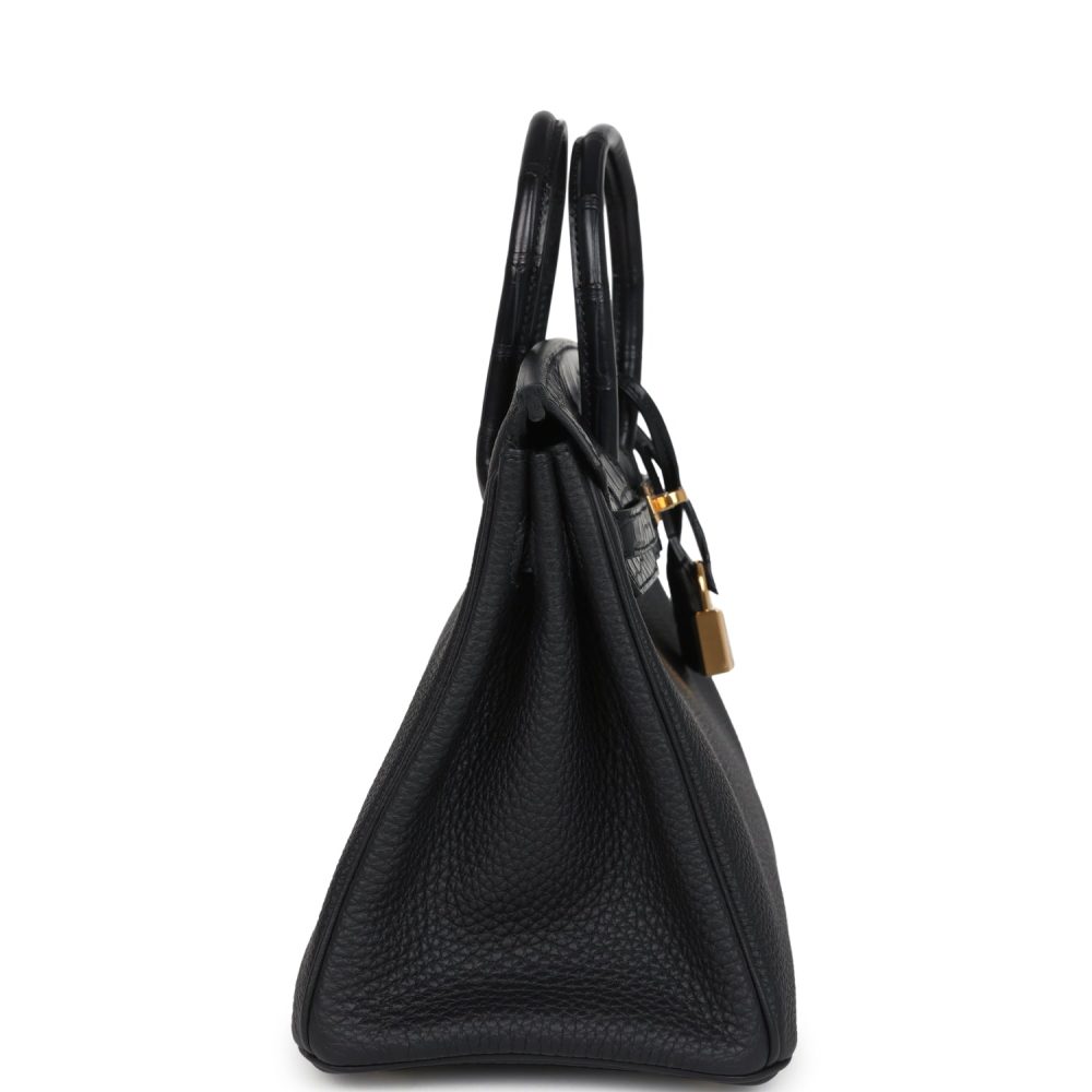 Hermes Birkin 25 Black Matte Alligator and Togo Touch Gold Hardware - Image 3
