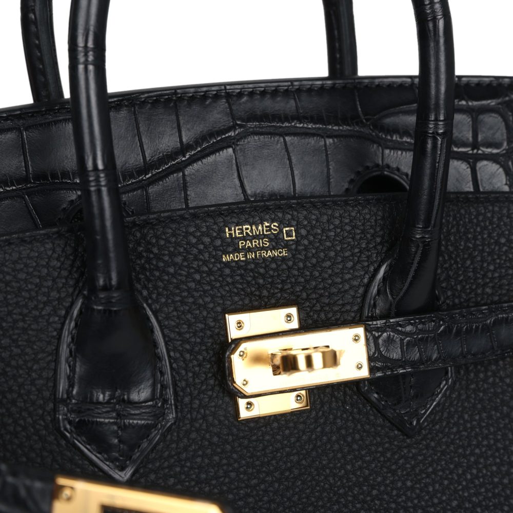 Hermes Birkin 25 Black Matte Alligator and Togo Touch Gold Hardware - Image 7