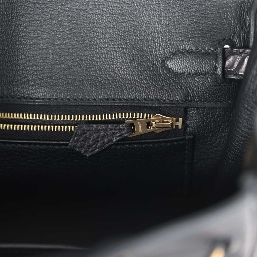 Hermes Birkin 25 Black Matte Alligator and Togo Touch Gold Hardware - Image 9