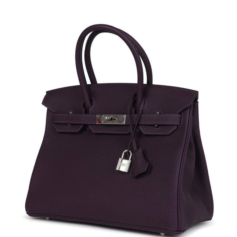 Pre-owned Hermes Birkin 30 Raisin Togo Palladium Hardware - Image 5