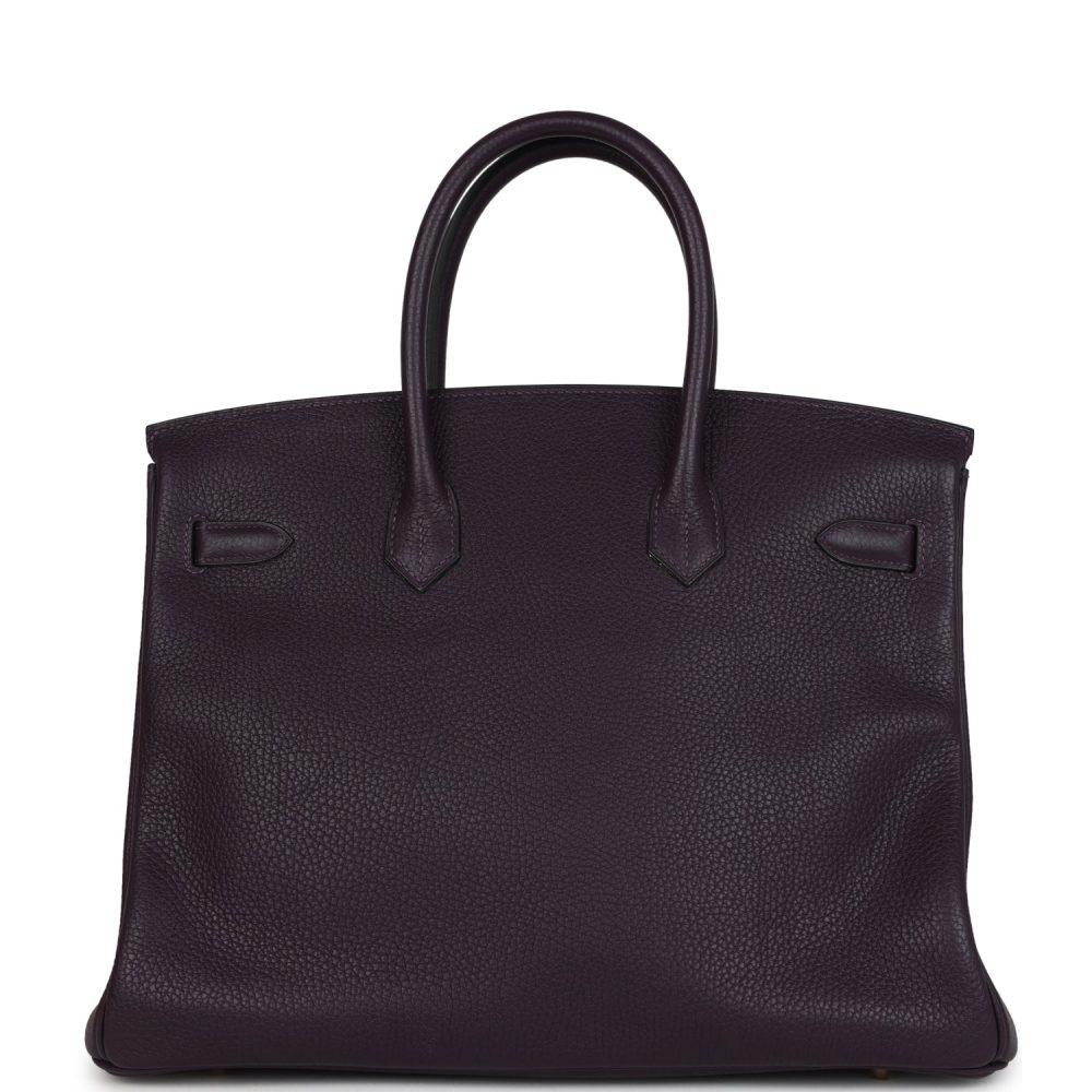 Pre-owned Hermes Birkin 35 Raisin Clemence Gold Hardware - Image 4