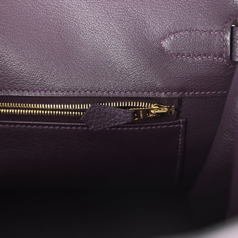 Pre-owned Hermes Birkin 35 Raisin Clemence Gold Hardware - Image 9