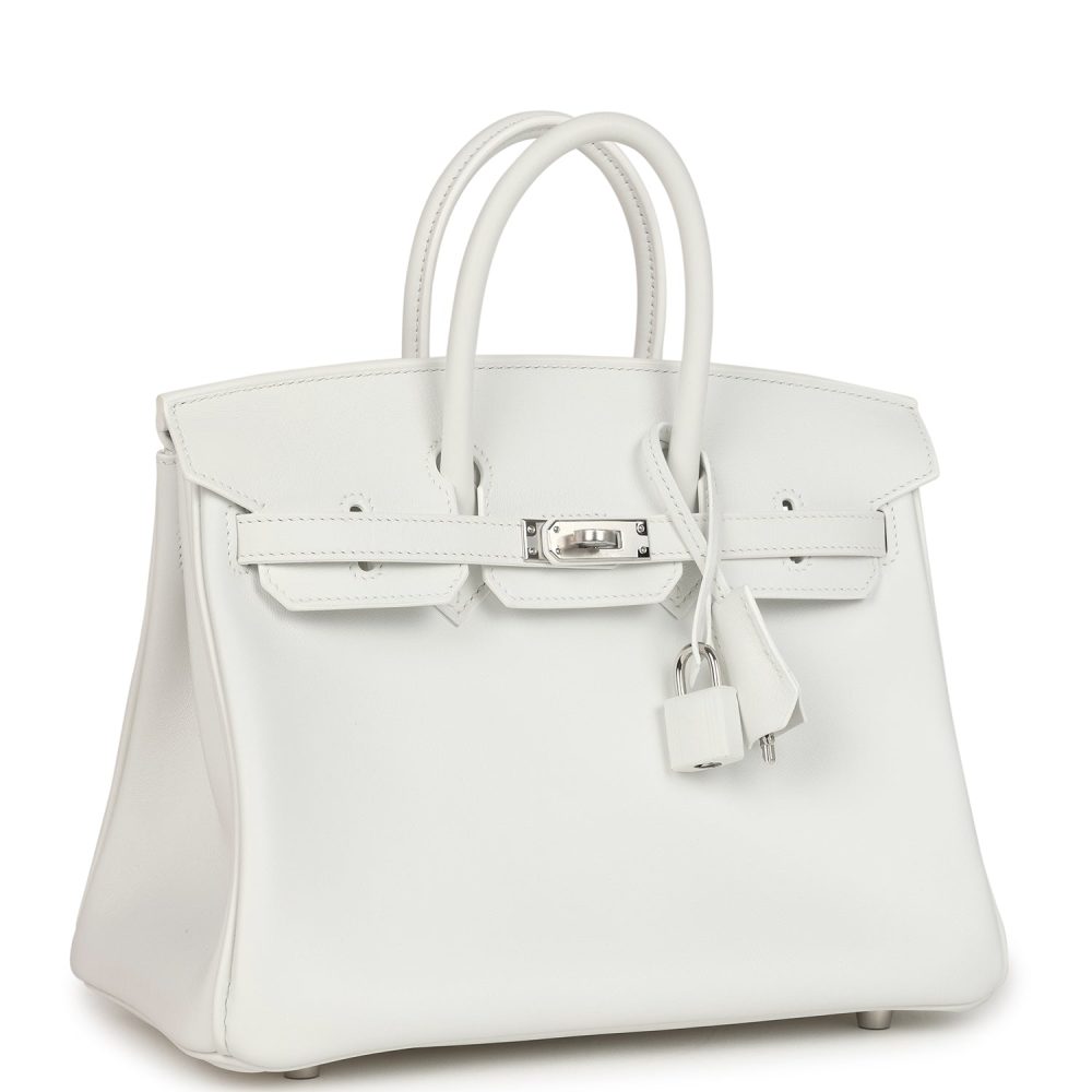Hermes Birkin 25 New White Swift Palladium Hardware - Image 2