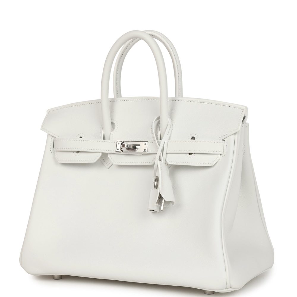 Hermes Birkin 25 New White Swift Palladium Hardware - Image 5