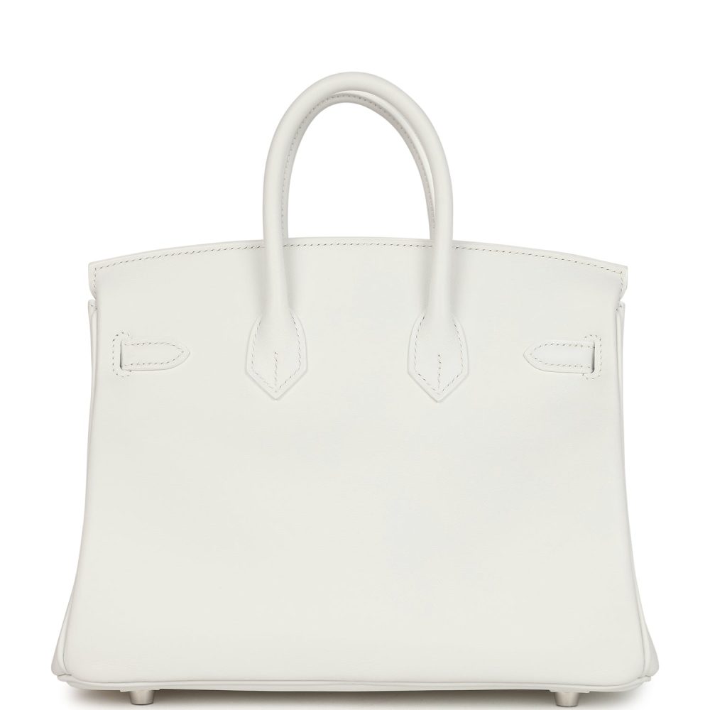 Hermes Birkin 25 New White Swift Palladium Hardware - Image 4