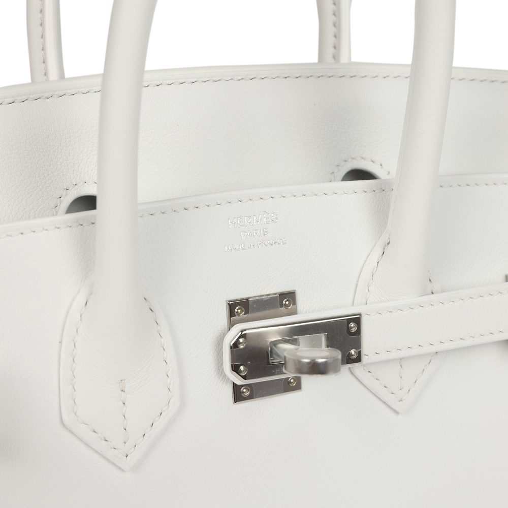 Hermes Birkin 25 New White Swift Palladium Hardware - Image 7