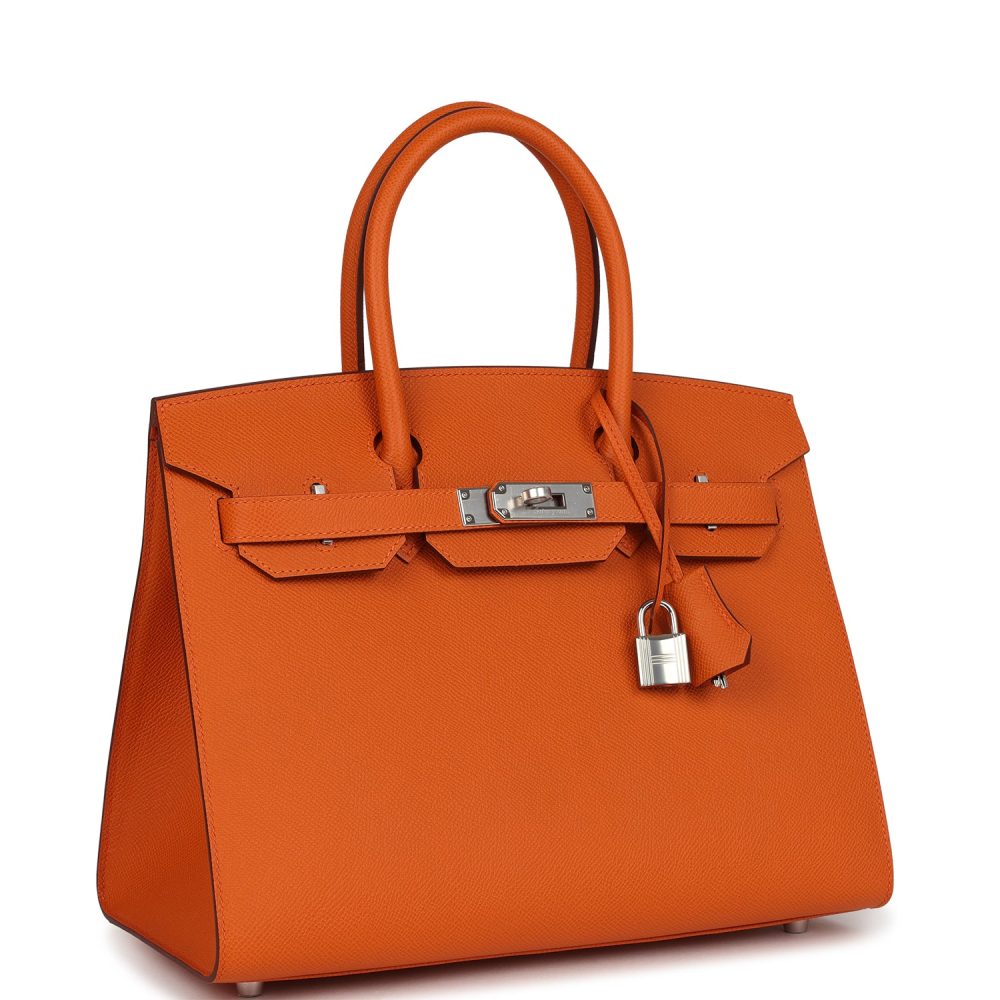 Hermes Birkin Sellier 30 Orange Epsom Palladium Hardware - Image 2