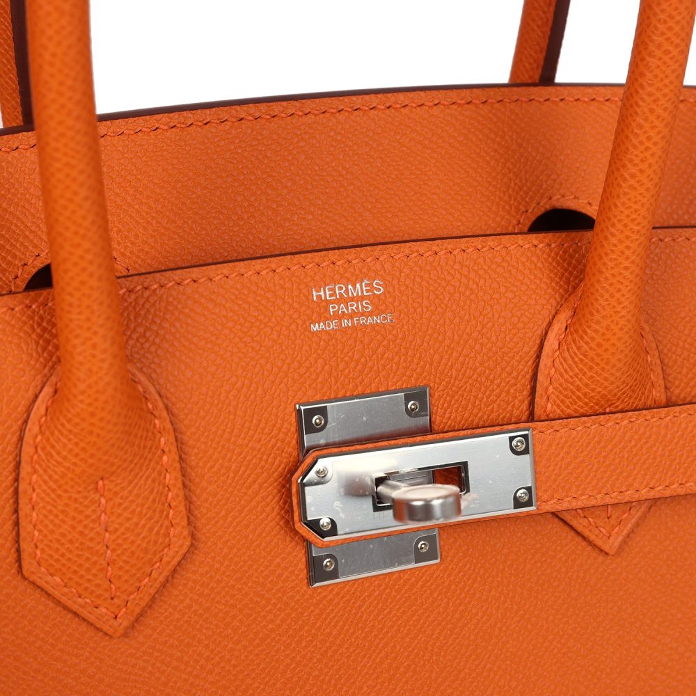 Hermes Birkin Sellier 30 Orange Epsom Palladium Hardware - Image 7