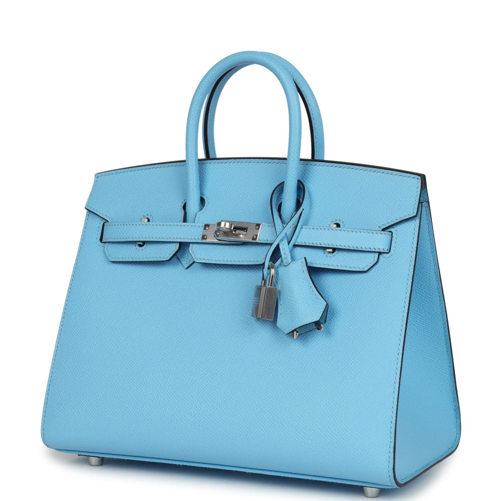 Hermes Birkin Sellier 25 Celeste Epsom Palladium Hardware - Image 5