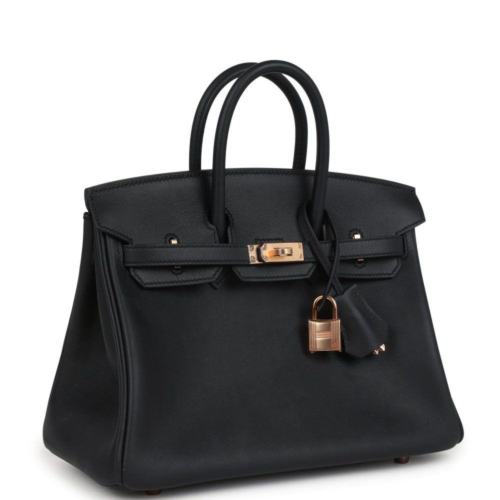 Hermes Birkin 25 Black Swift Rose Gold Hardware - Image 2