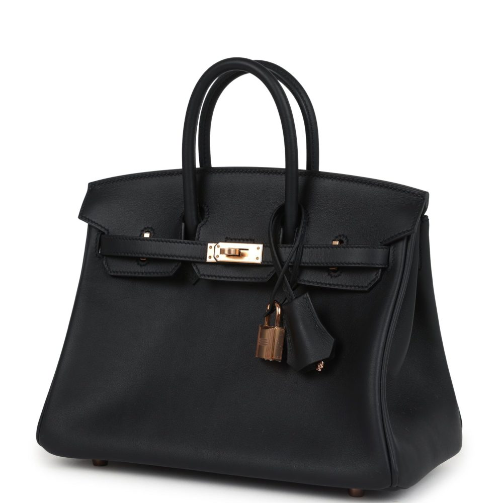 Hermes Birkin 25 Black Swift Rose Gold Hardware - Image 5