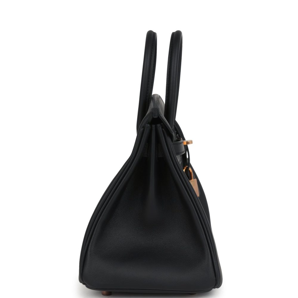 Hermes Birkin 25 Black Swift Rose Gold Hardware - Image 3