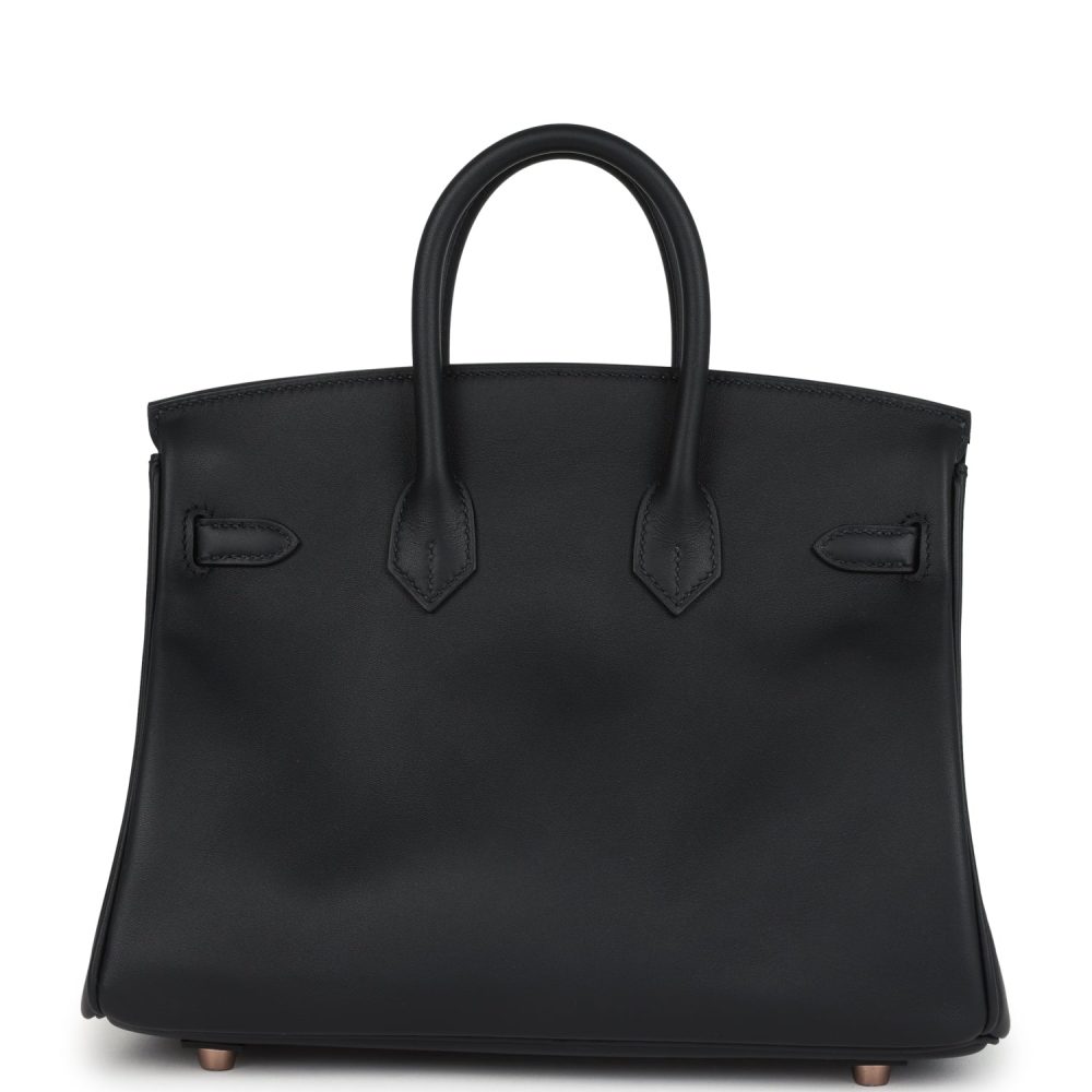Hermes Birkin 25 Black Swift Rose Gold Hardware - Image 4