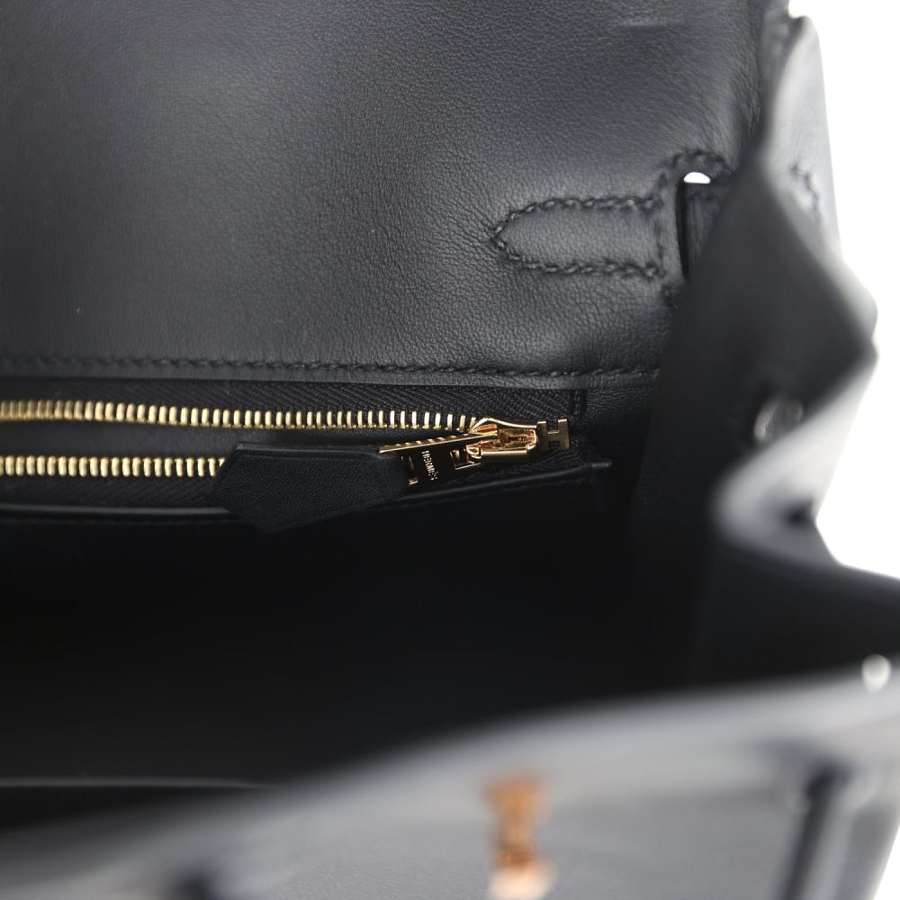 Hermes Birkin 25 Black Swift Rose Gold Hardware - Image 9