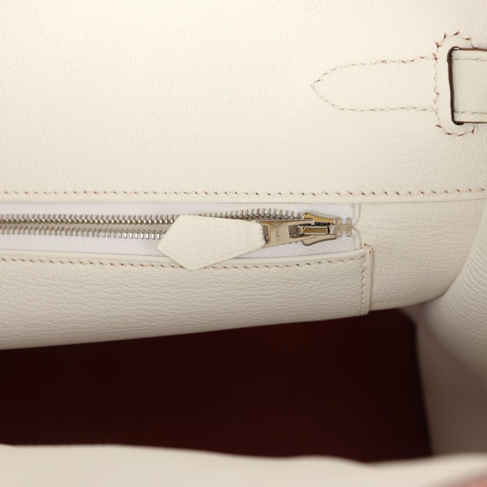 Pre-owned Hermes Birkin 35 Eclat Sanguine and White Clemence Palladium Hardware - Image 9