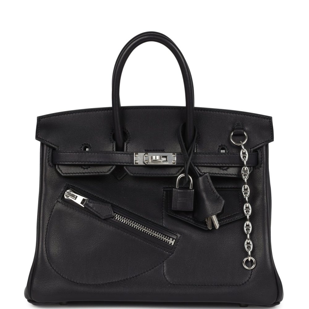 Hermes Limited Edition Birkin Rock 25 Black Volupto Palladium Hardware