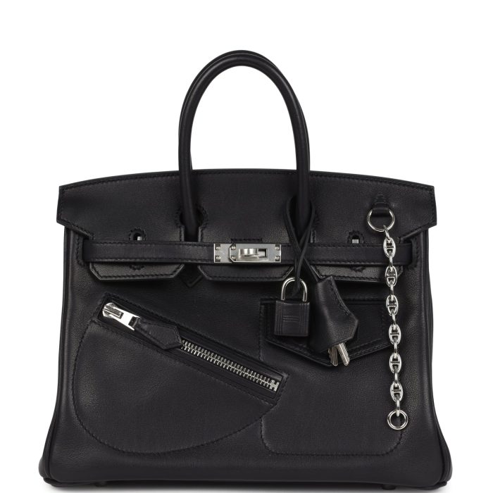 Hermes Limited Edition Birkin Rock 25 Black Volupto Palladium Hardware