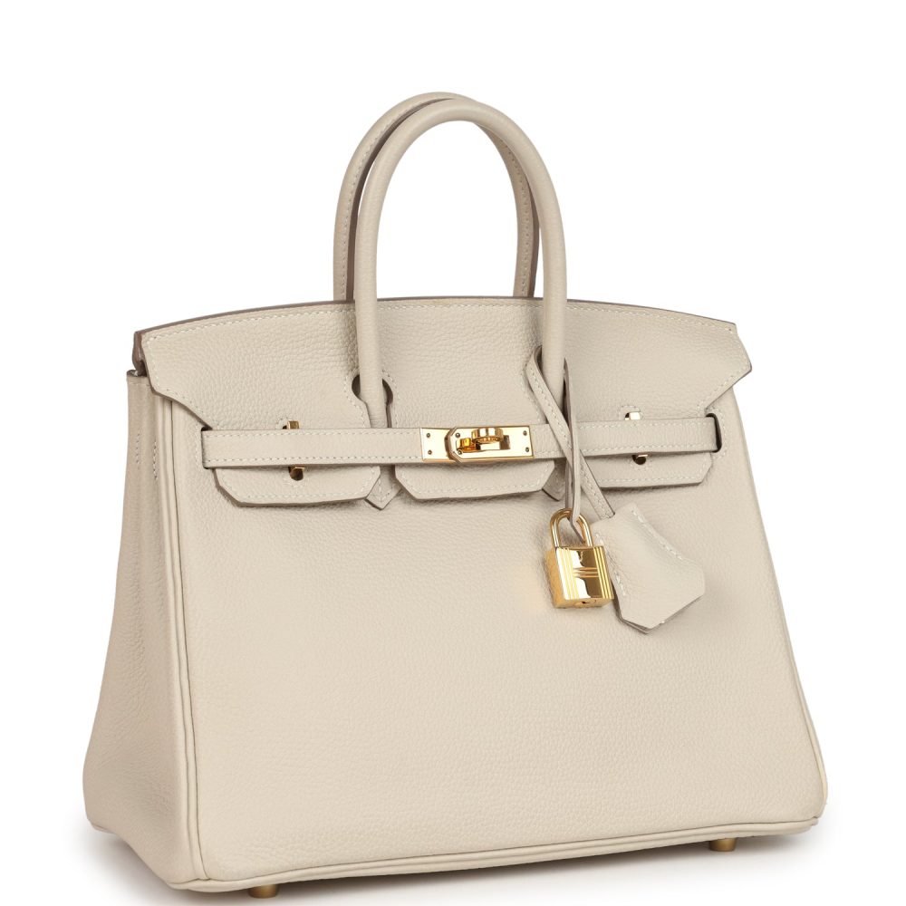Pre-owned Hermes Birkin 25 Craie Togo Gold Hardware - Image 2