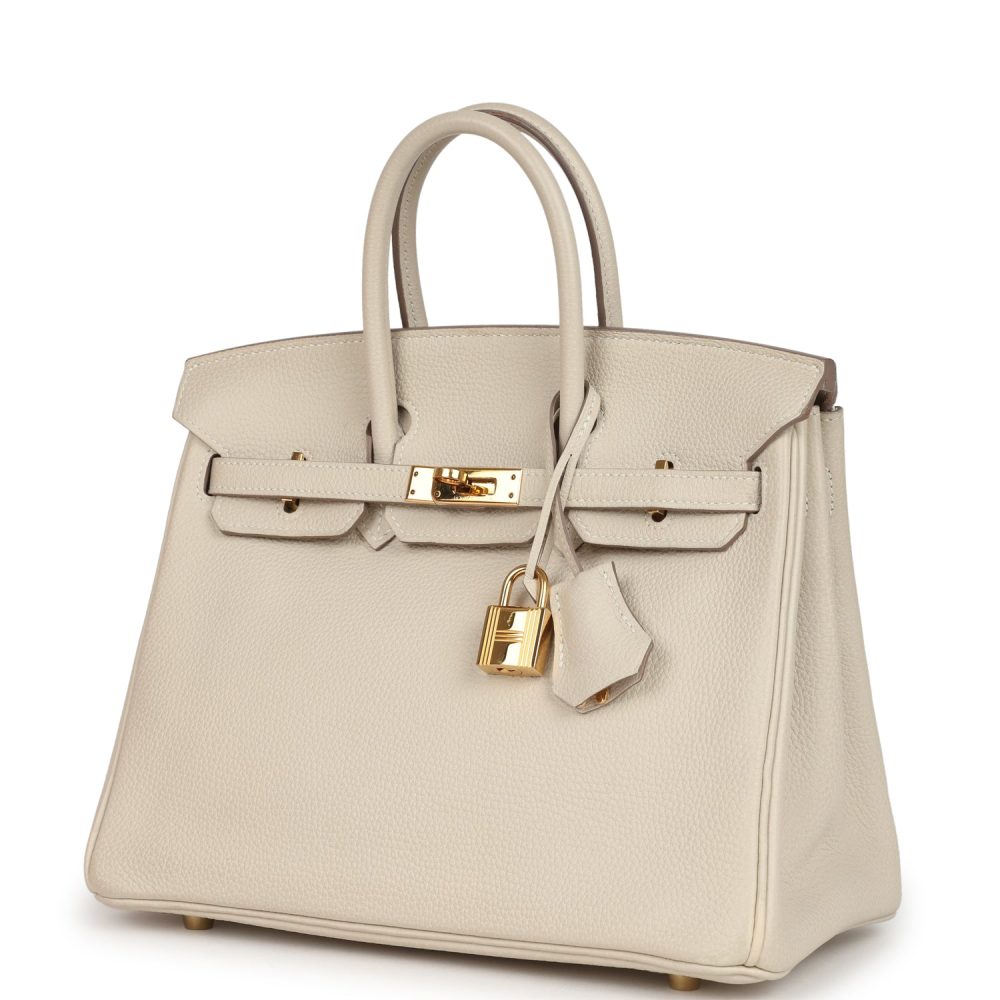 Pre-owned Hermes Birkin 25 Craie Togo Gold Hardware - Image 5