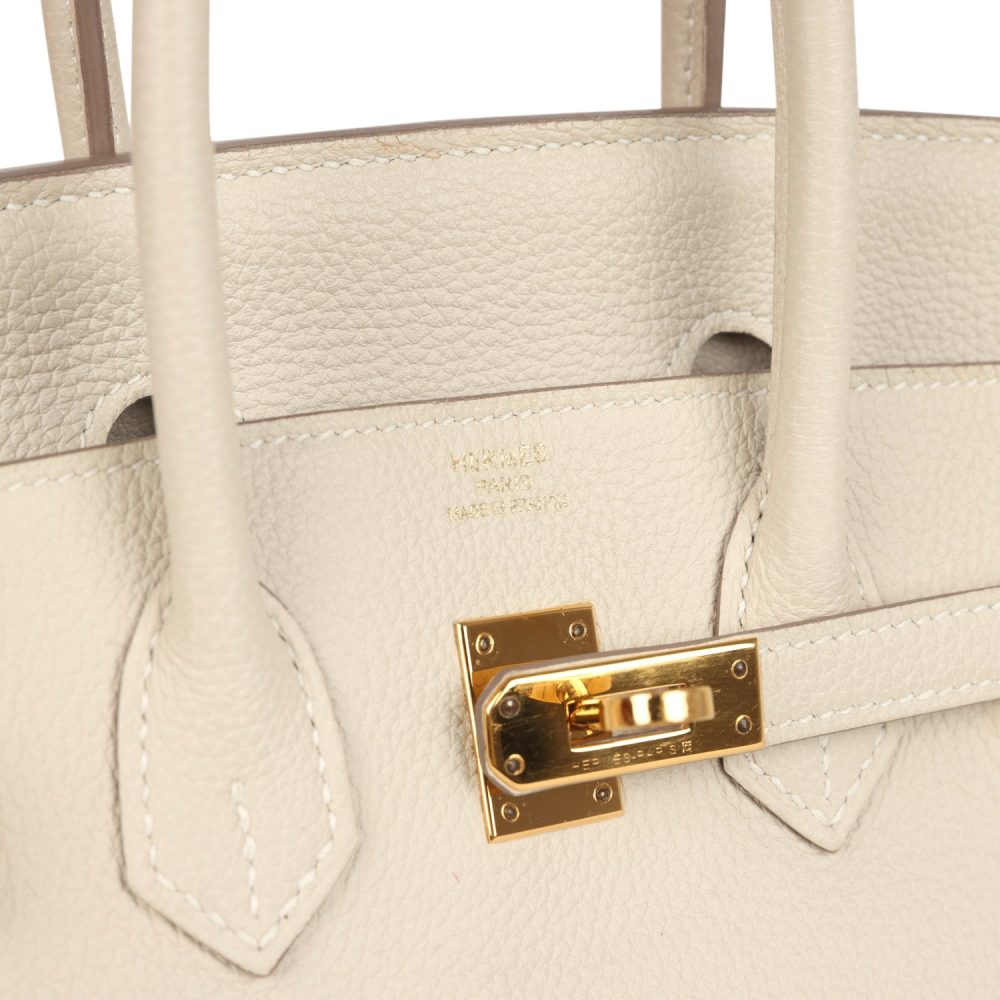 Pre-owned Hermes Birkin 25 Craie Togo Gold Hardware - Image 7