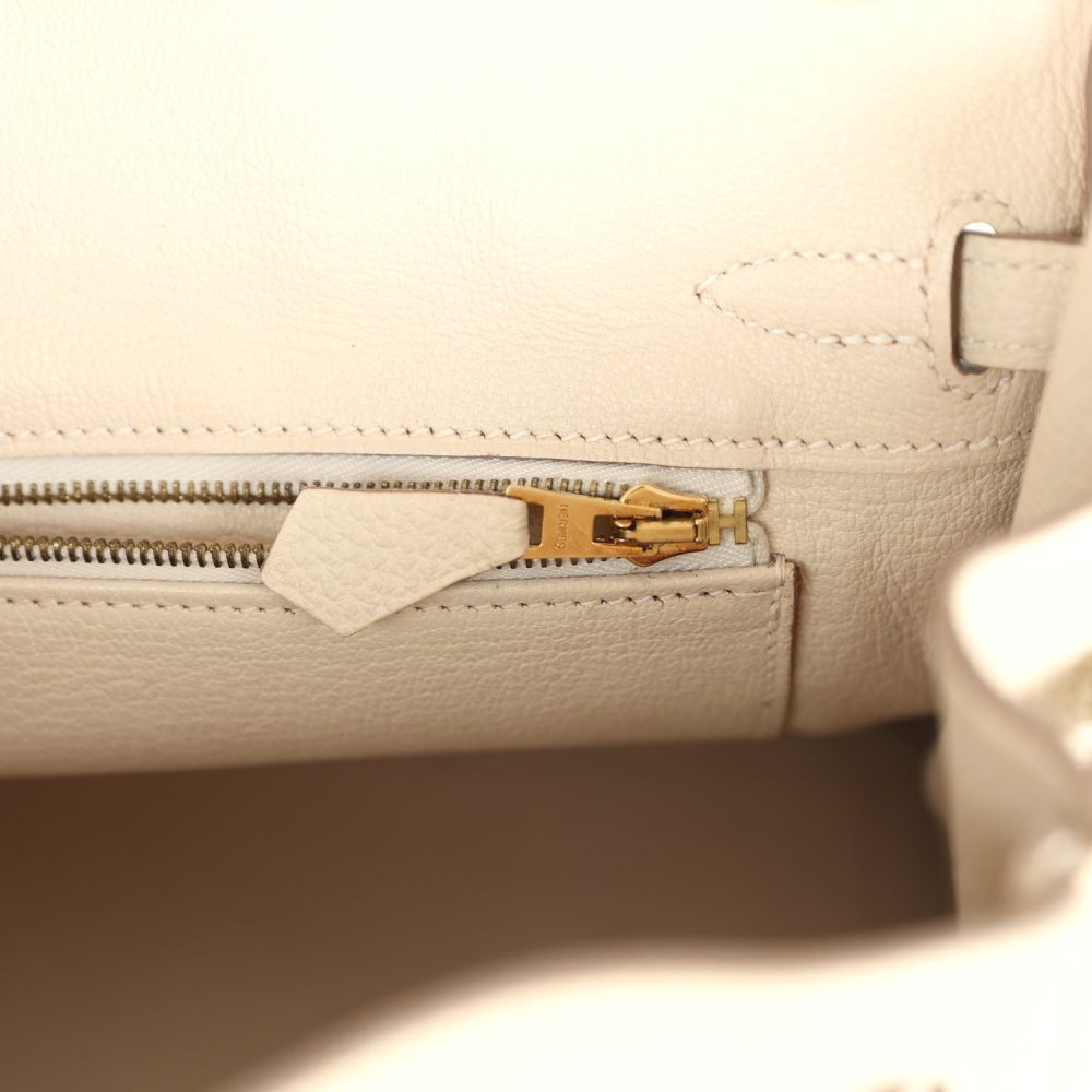 Pre-owned Hermes Birkin 25 Craie Togo Gold Hardware - Image 9