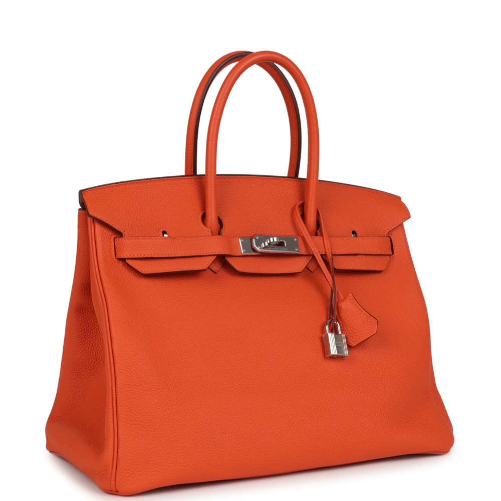 Pre-owned Hermes Birkin 35 Orange Togo Palladium Hardware - Image 2
