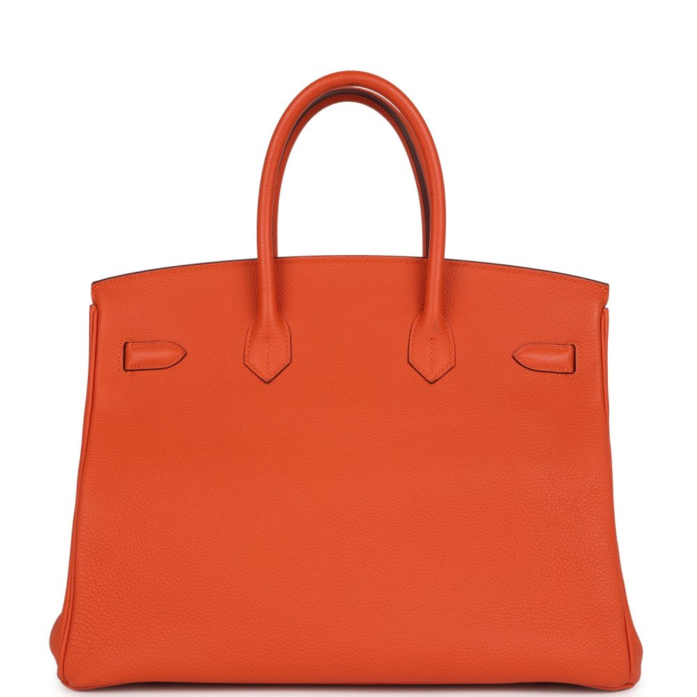 Pre-owned Hermes Birkin 35 Orange Togo Palladium Hardware - Image 4