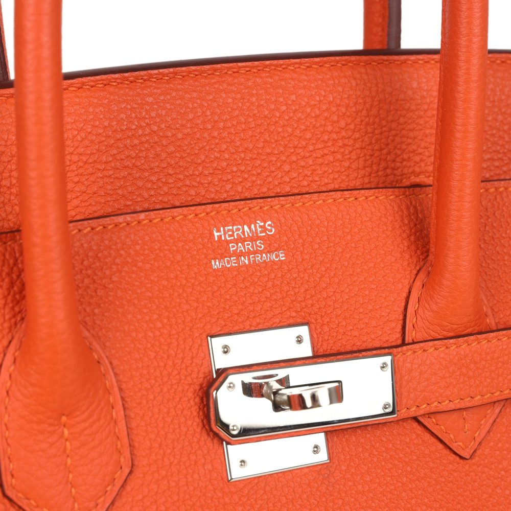 Pre-owned Hermes Birkin 35 Orange Togo Palladium Hardware - Image 6