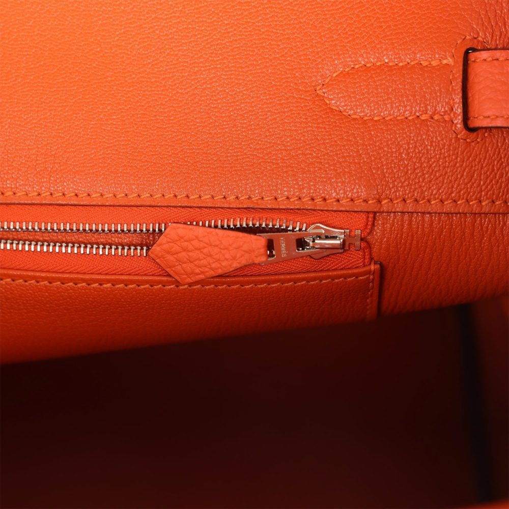 Pre-owned Hermes Birkin 35 Orange Togo Palladium Hardware - Image 8
