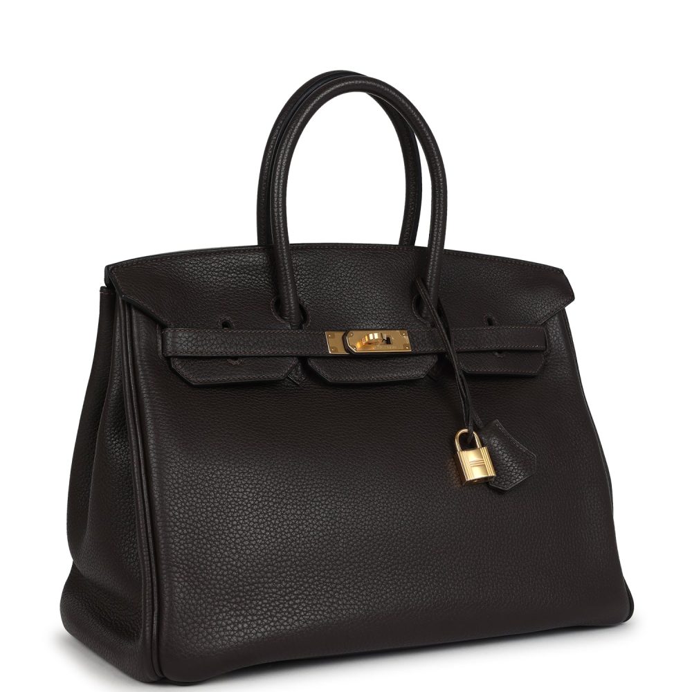 Pre-owned Hermes Birkin 35 Chocolate Togo Gold Hardware - Image 2