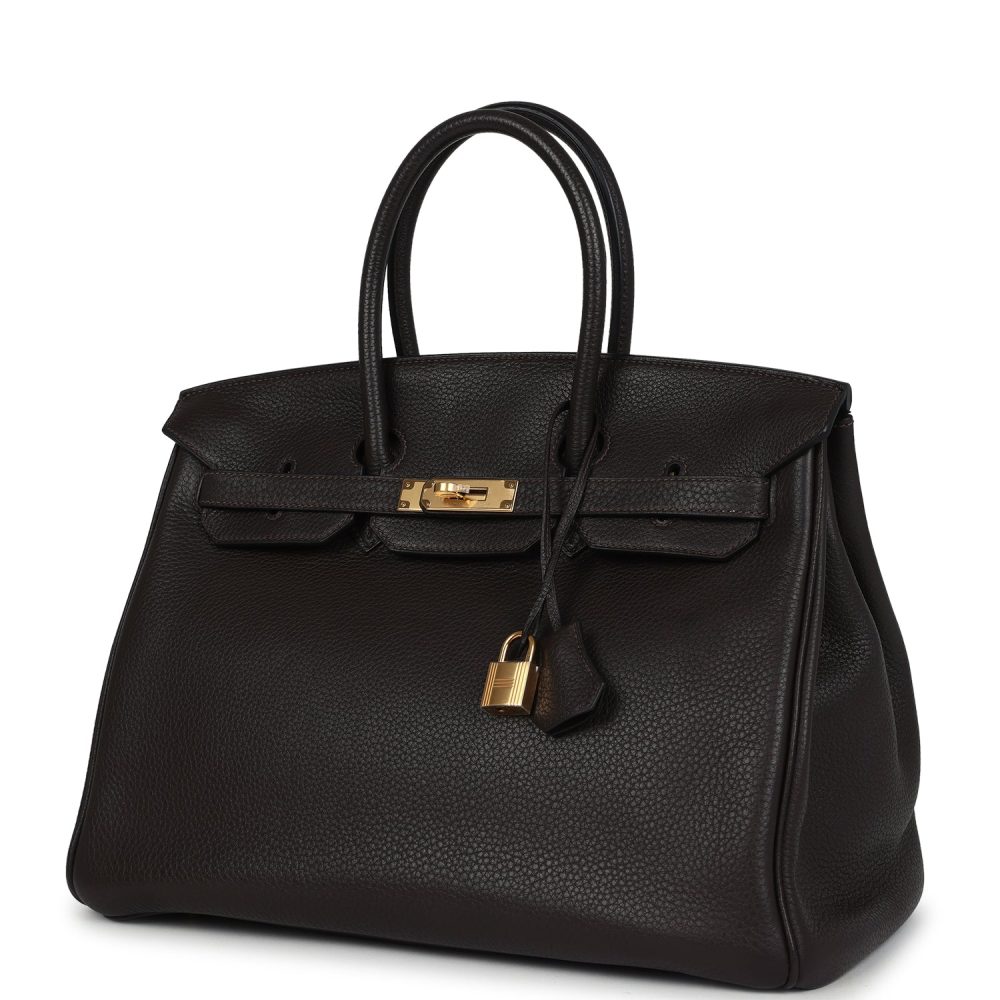 Pre-owned Hermes Birkin 35 Chocolate Togo Gold Hardware - Image 5