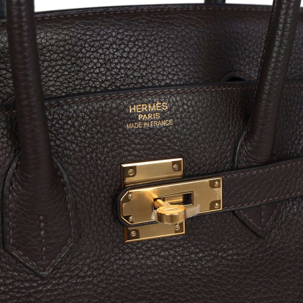 Pre-owned Hermes Birkin 35 Chocolate Togo Gold Hardware - Image 7