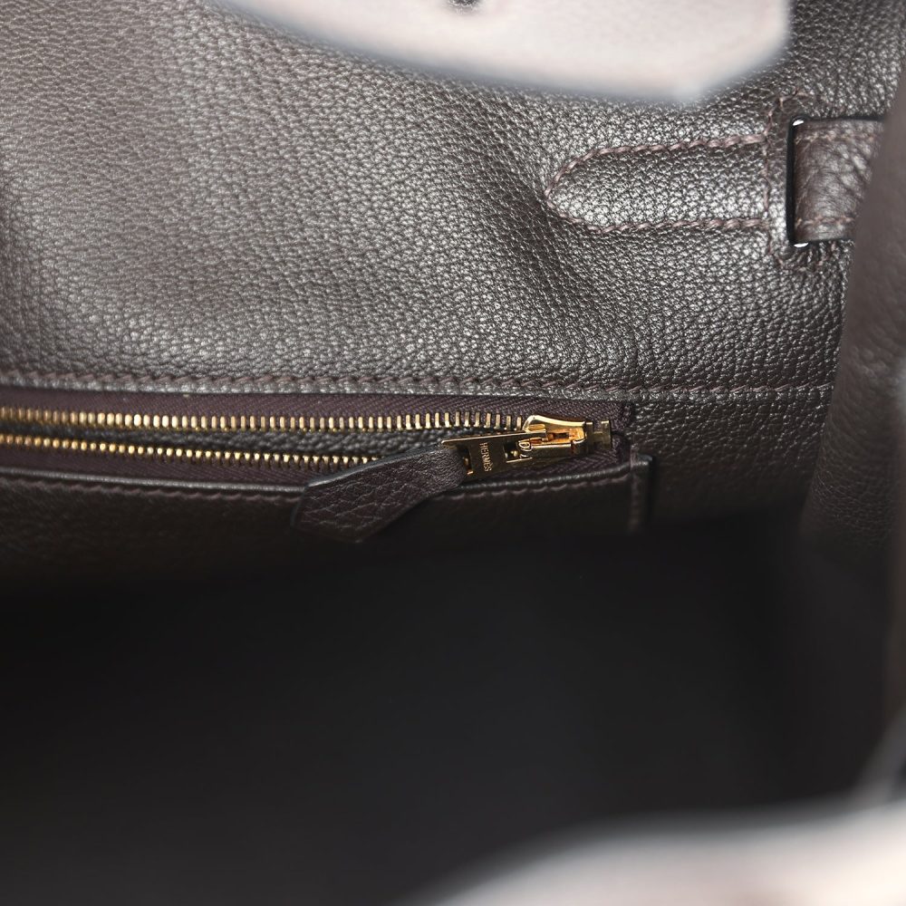 Pre-owned Hermes Birkin 35 Chocolate Togo Gold Hardware - Image 9