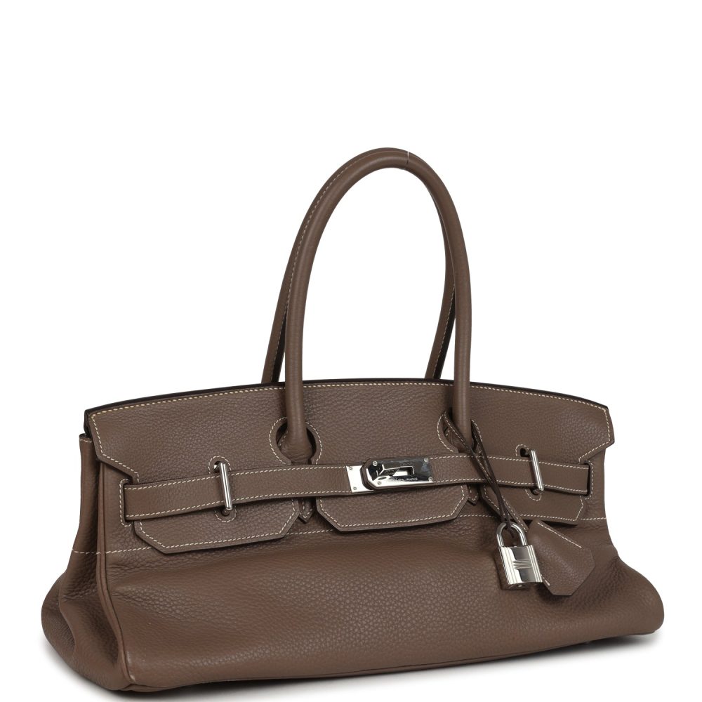 Vintage Hermes Shoulder Birkin 42 JPG Etoupe Clemence Palladium Hardware - Image 2