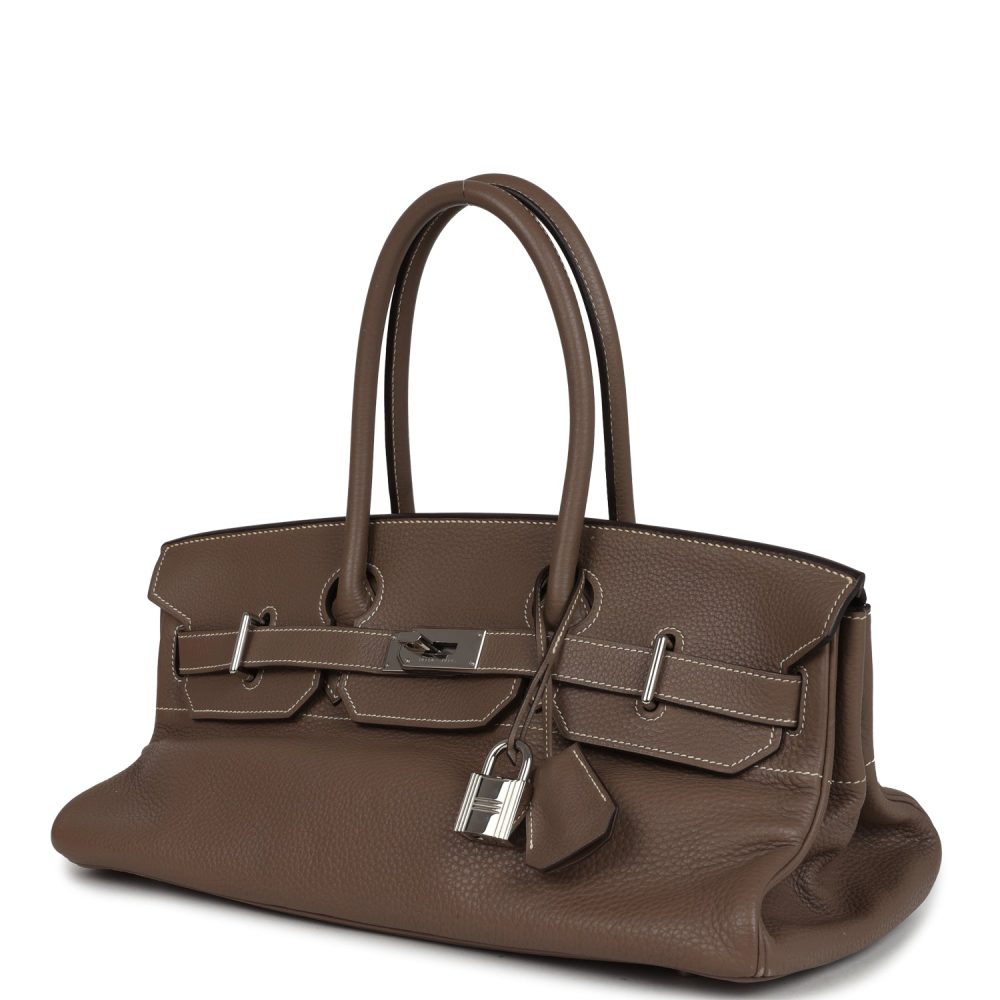 Vintage Hermes Shoulder Birkin 42 JPG Etoupe Clemence Palladium Hardware - Image 5