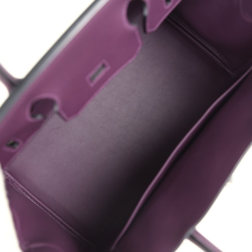 Hermes Quadrille Birkin 30 Cassis Swift, Ecru, Mauve and Bleu Bill Toile Canvas Palladium Hardware - Image 8
