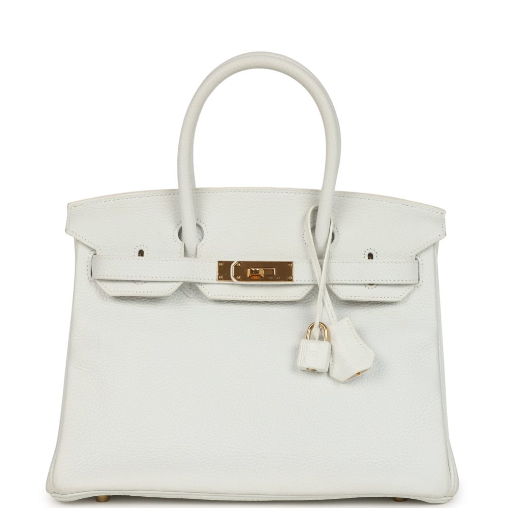 Pre-owned Hermes Birkin 30 White Clemence Gold Hardware